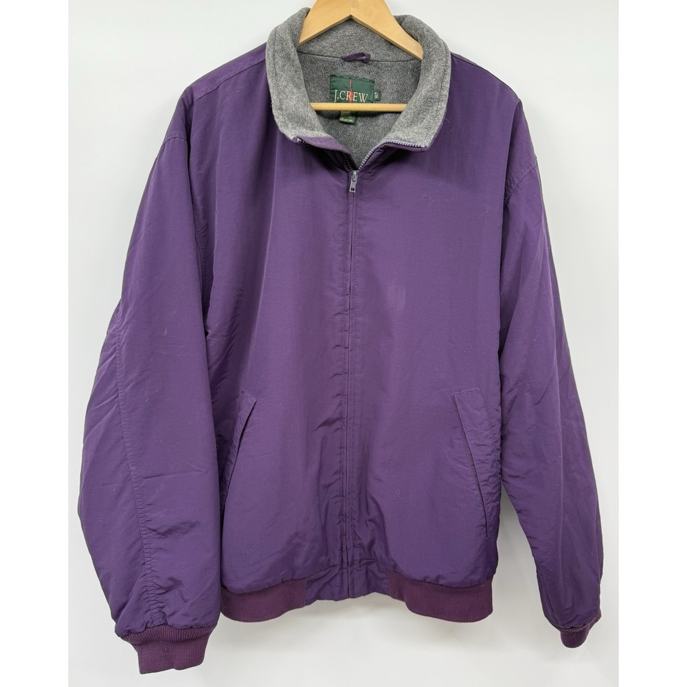 Vintage J.Crew Oarsman Bomber Jacket Mens XLT Fleece Lined Purple RARE USA Warm